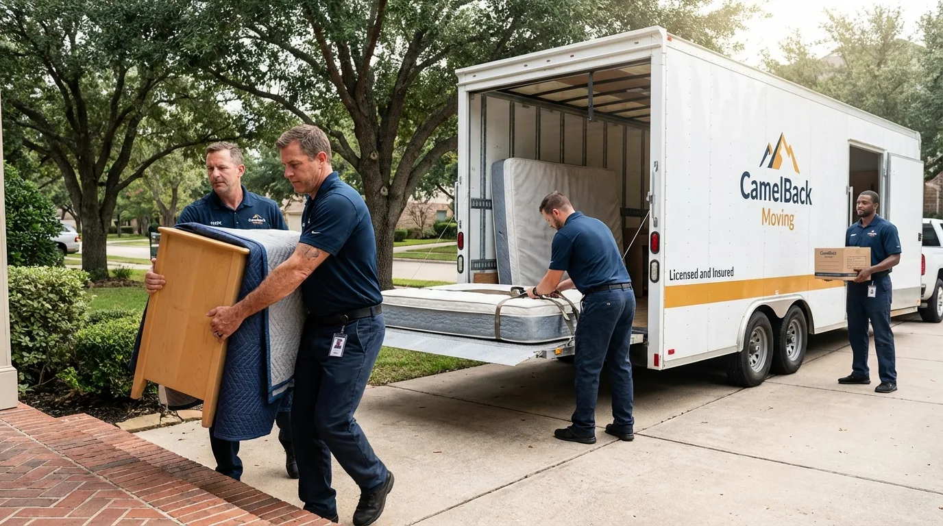 Crew loading residential truck for cross-state move from Boiling Springs, PA