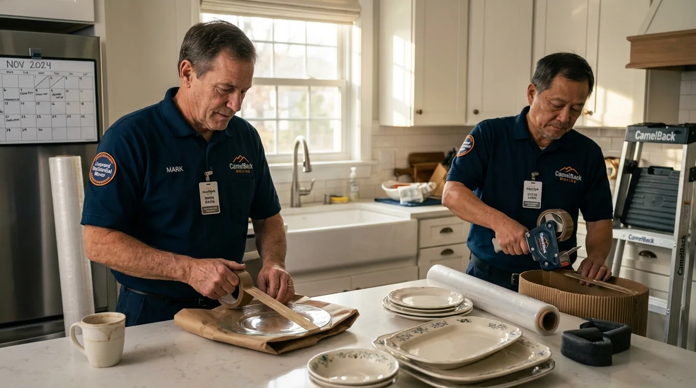 Professional crew packing kitchen dishware in Boiling Springs, PA